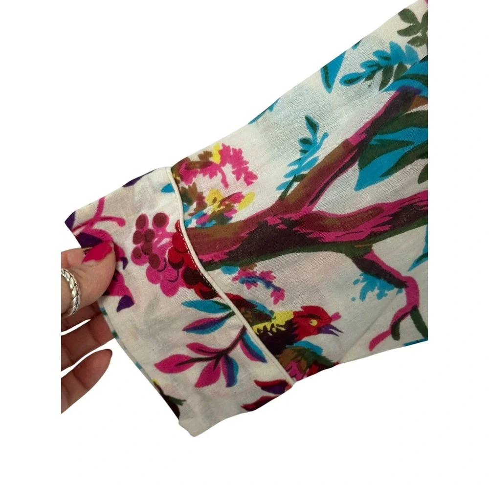 Lot of 2 Victoria Dunn Women's Cotton Sleep Shirt‎ Tropical Floral Print S